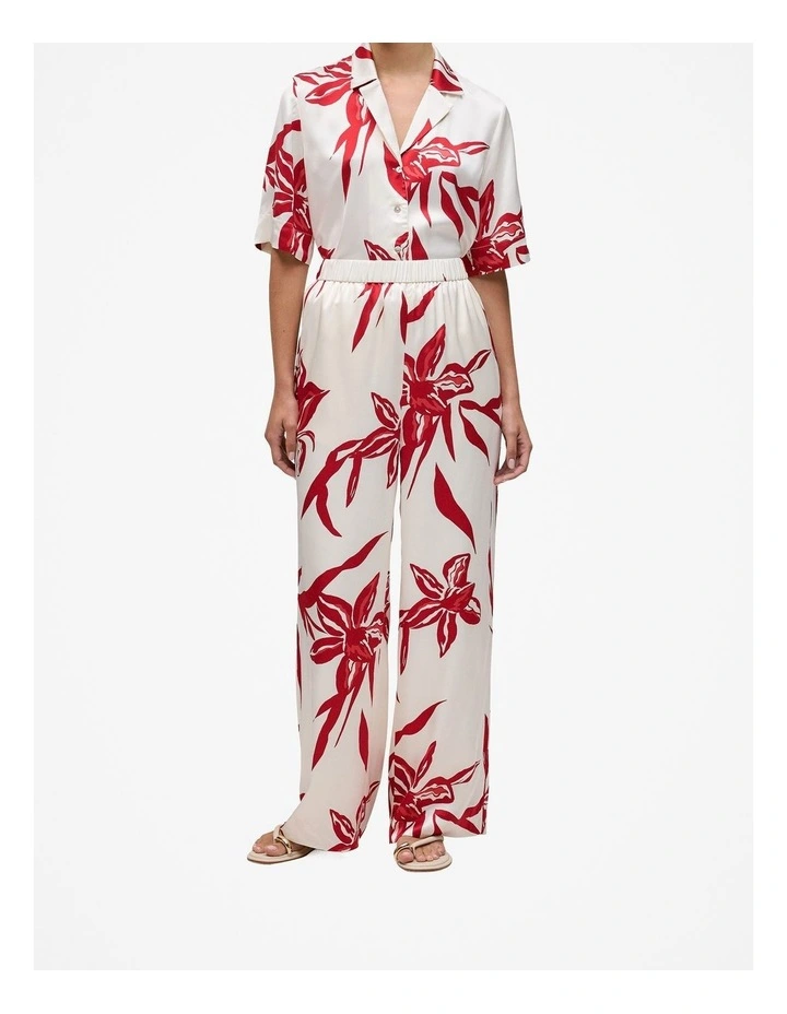 Wild Iris Satin Relaxed Pant in White image 1