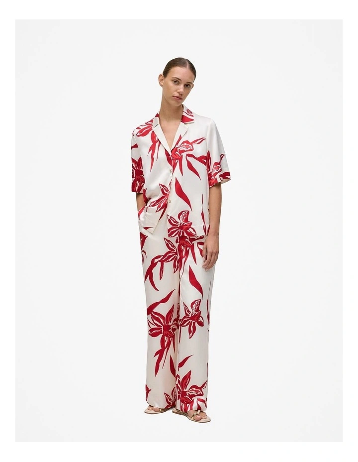 Wild Iris Satin Relaxed Pant in White image 3