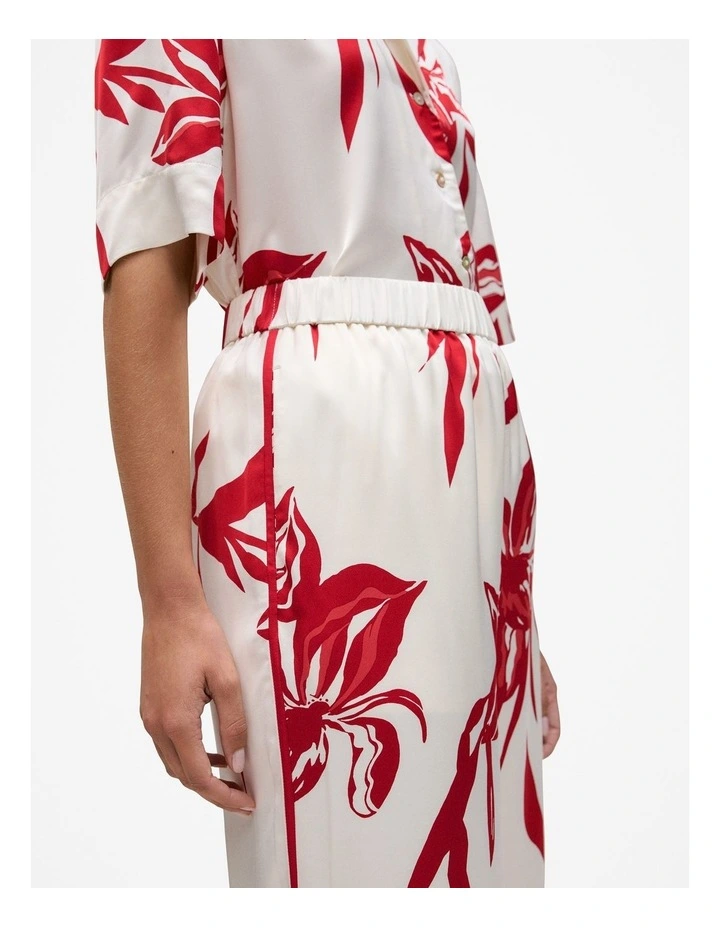 Wild Iris Satin Relaxed Pant in White image 4