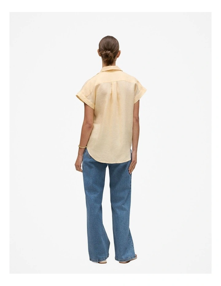 Linen Cap Sleeve Shirt in Butter image 5