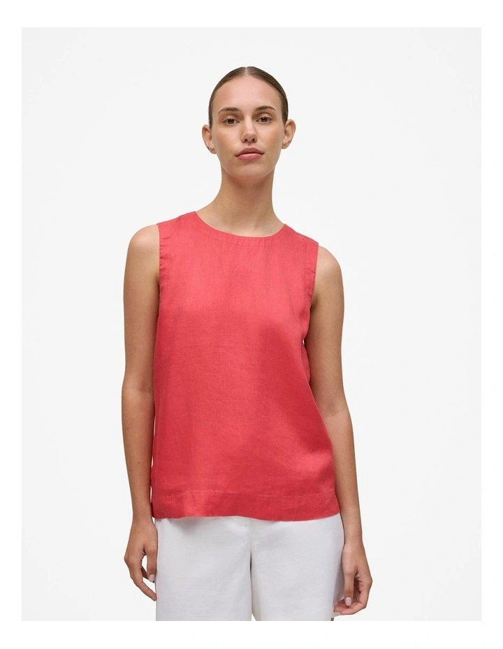 Delave Linen Shell Tank in Crimson image 1