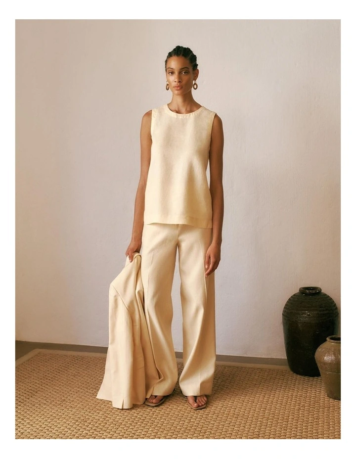 Delave Linen Shell Tank in Butter image 2