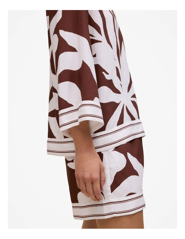 Wakame Border Stripe Popover Top in Espresso Brown image 4