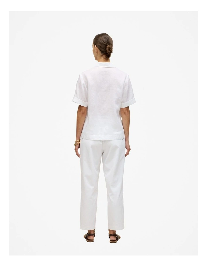 Ramie Collared Popover Shirt in White image 6
