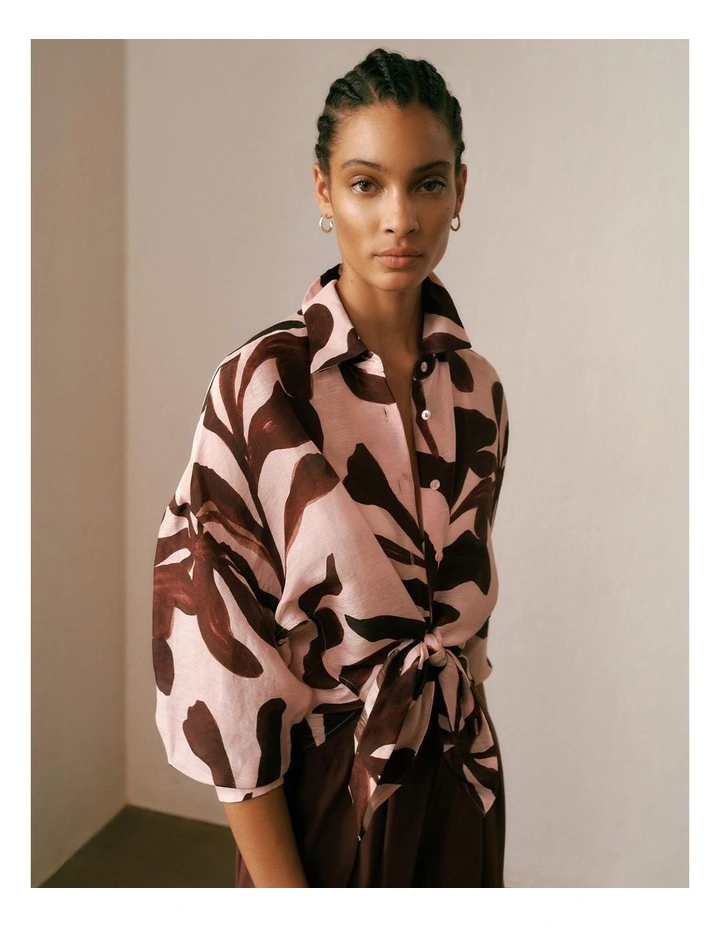 Wakame Linen Silk Resort Shirt in Light Pink image 2