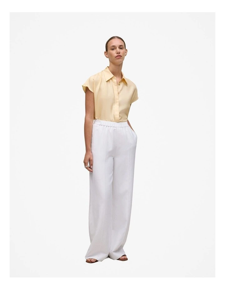 Silk Twill Cap Sleeve Shirt in Butter image 2