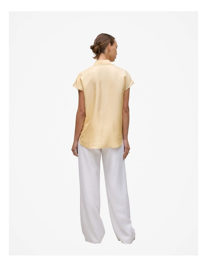 Silk Twill Cap Sleeve Shirt in Butter image 5