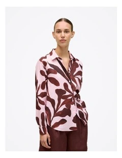 Wakame Linen Long Sleeve Shirt in Light Pink