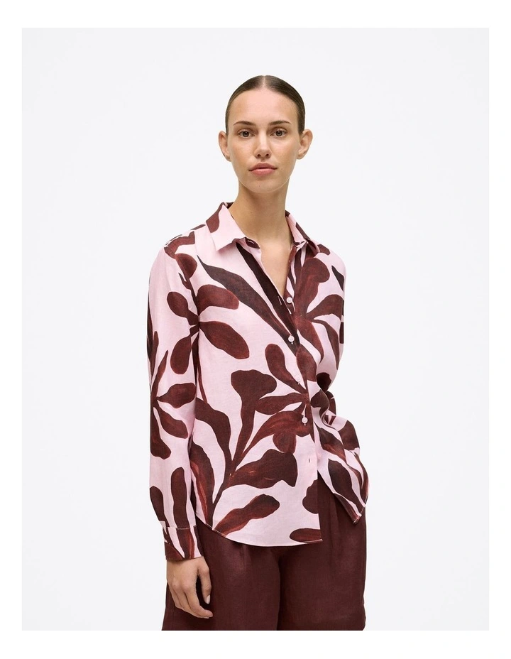 Wakame Linen Long Sleeve Shirt in Light Pink image 1