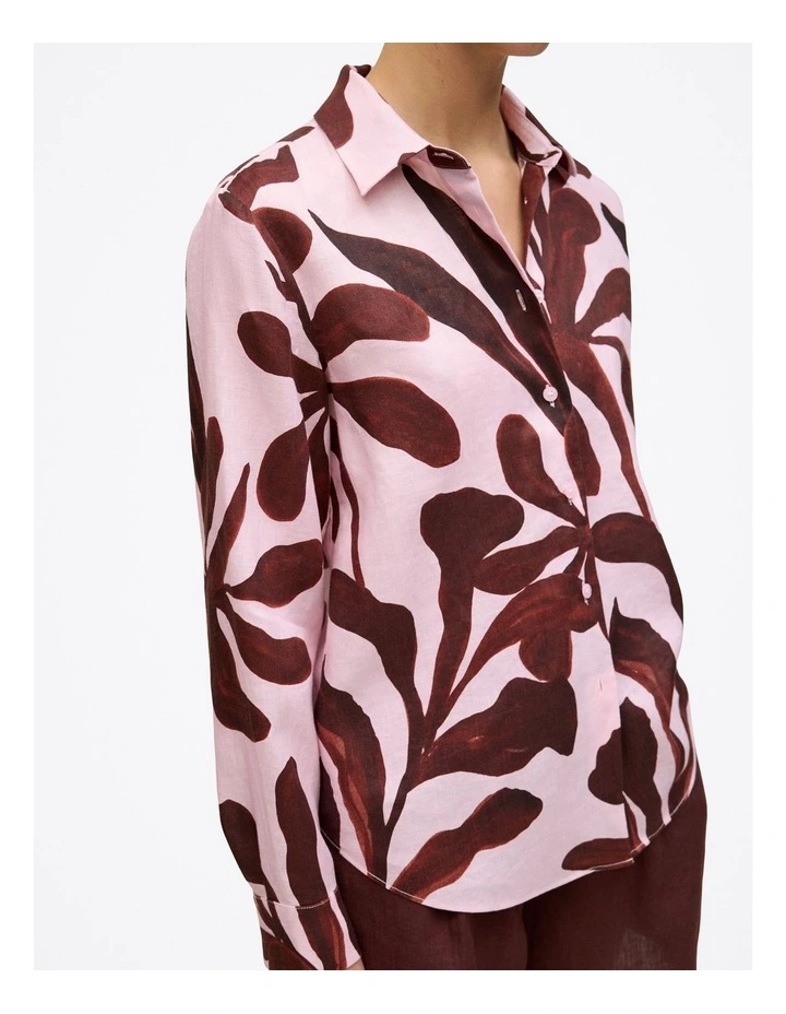 Wakame Linen Long Sleeve Shirt in Light Pink image 3