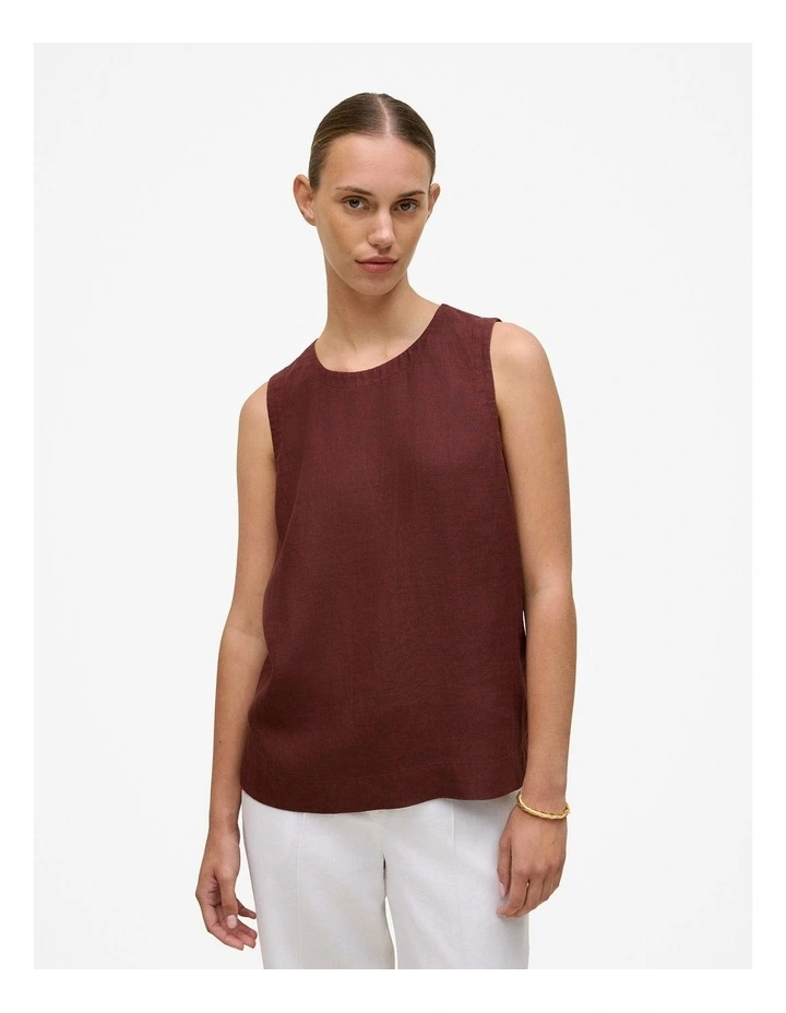 Delave Linen Shell Tank in Espresso image 1