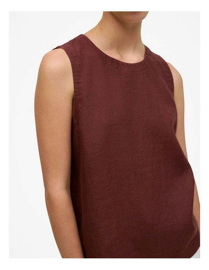 Delave Linen Shell Tank in Espresso image 3
