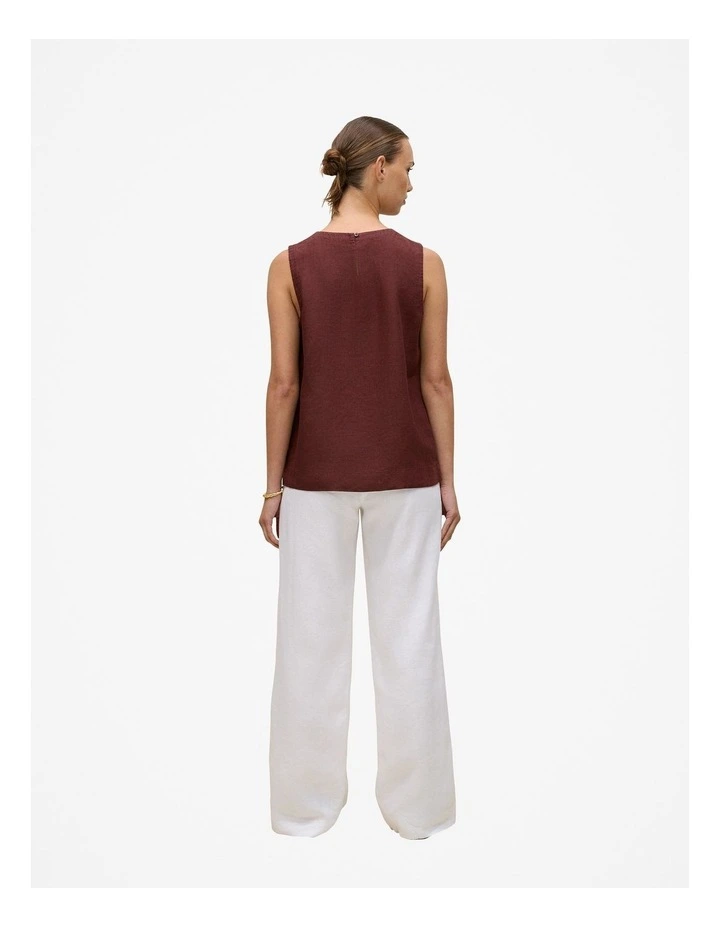 Delave Linen Shell Tank in Espresso image 5