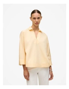 Fine Poplin Popover Shirt in Butter
