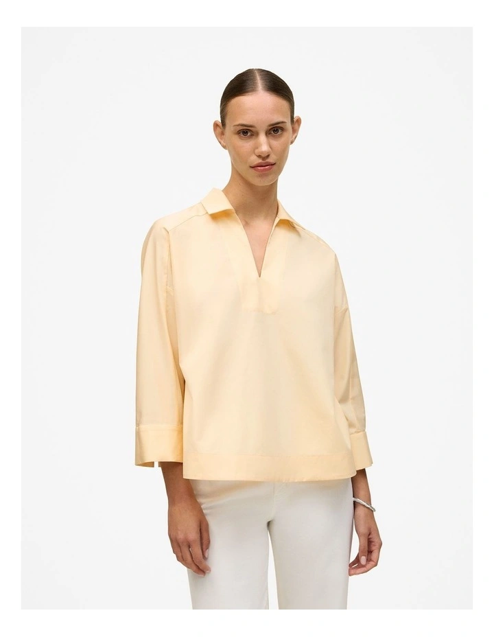Fine Poplin Popover Shirt in Butter image 1