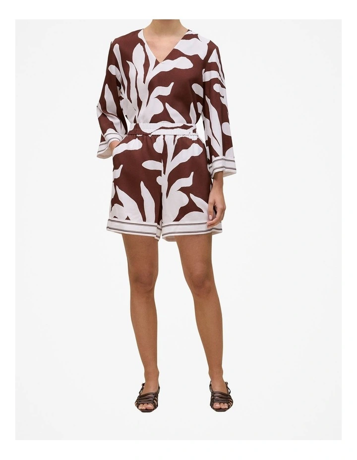 Wakame Border Stripe Relaxed Short in Espresso Brown image 1