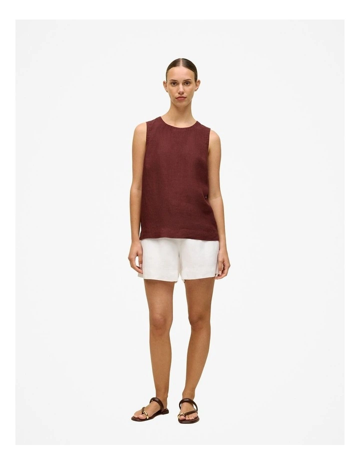 Linen Relaxed Pull On Short in White image 2