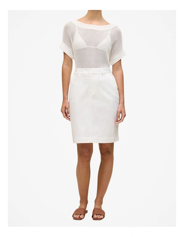 Classic Denim Skirt in White image 1