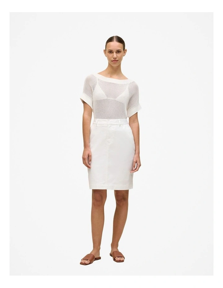 Classic Denim Skirt in White image 2