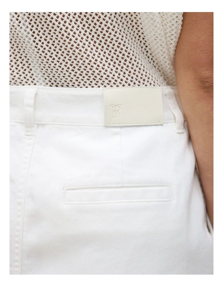 Classic Denim Skirt in White image 3
