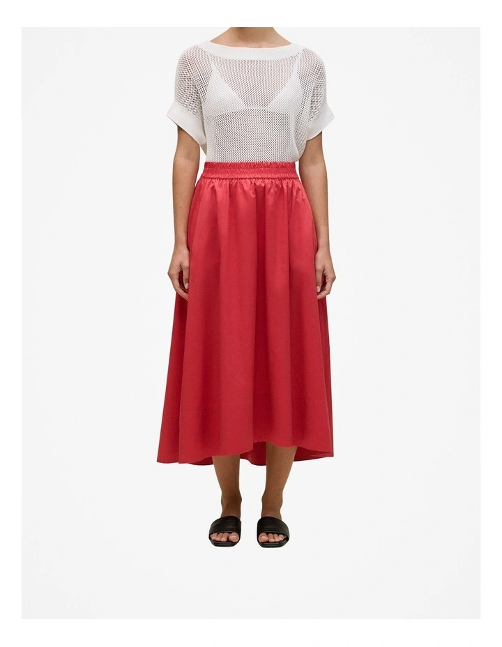 Cotton Sateen Waterfall Skirt in Crimson image 1