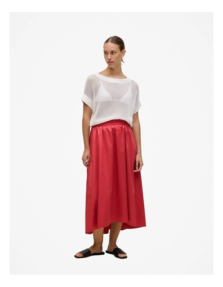Cotton Sateen Waterfall Skirt in Crimson image 2