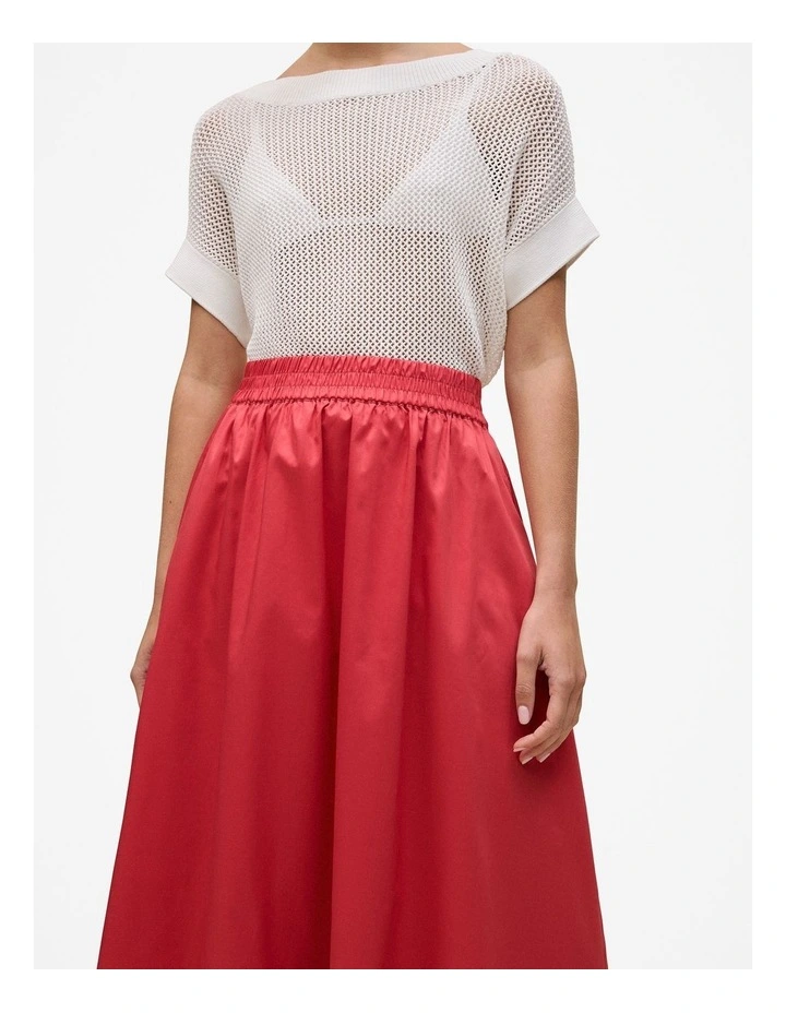 Cotton Sateen Waterfall Skirt in Crimson image 3