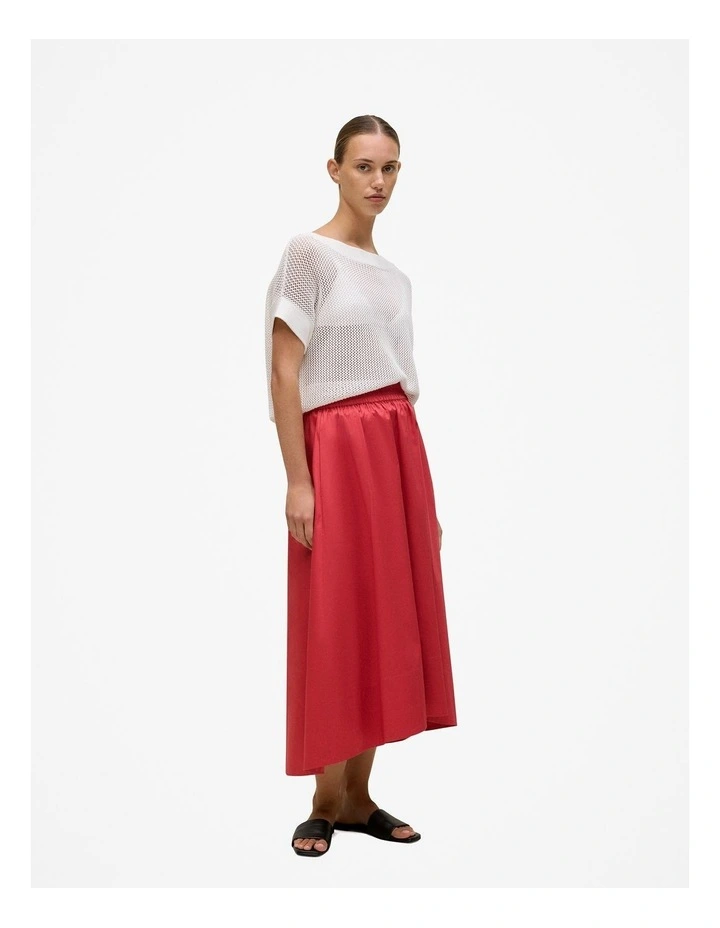 Cotton Sateen Waterfall Skirt in Crimson image 4