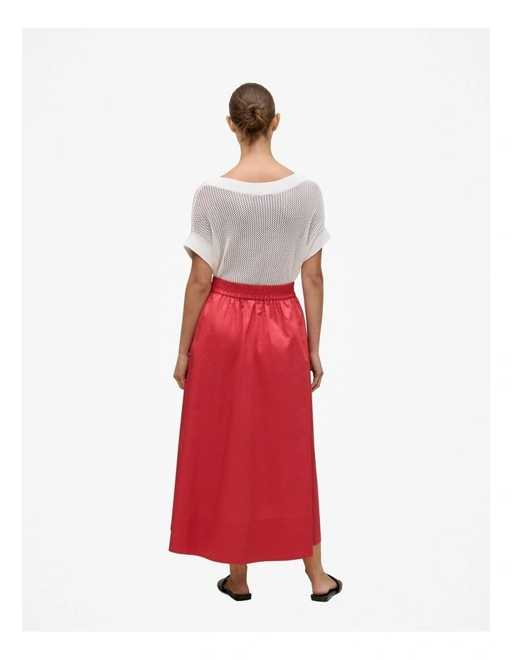 Cotton Sateen Waterfall Skirt in Crimson image 5