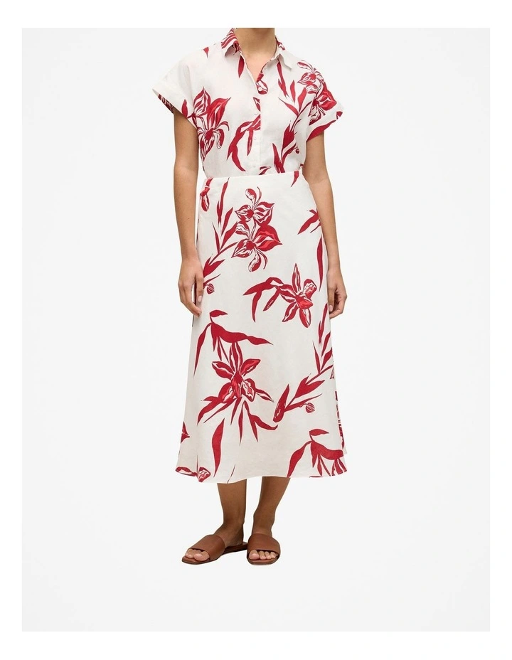 Wild Iris Linen Bias Skirt in White image 1