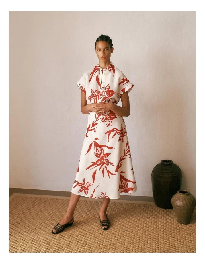 Wild Iris Linen Bias Skirt in White image 2