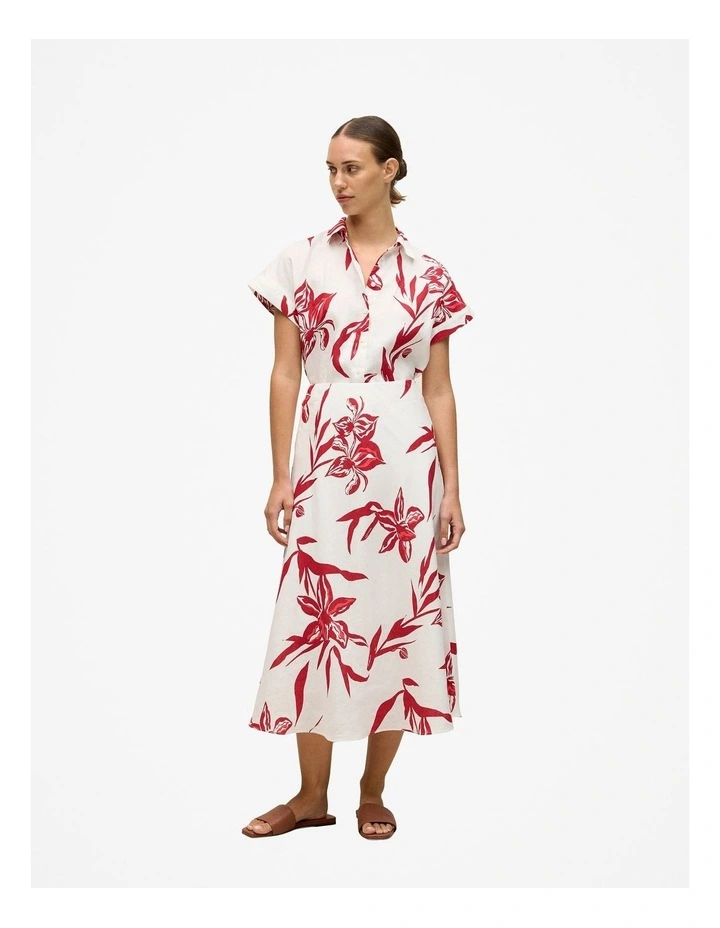 Wild Iris Linen Bias Skirt in White image 3