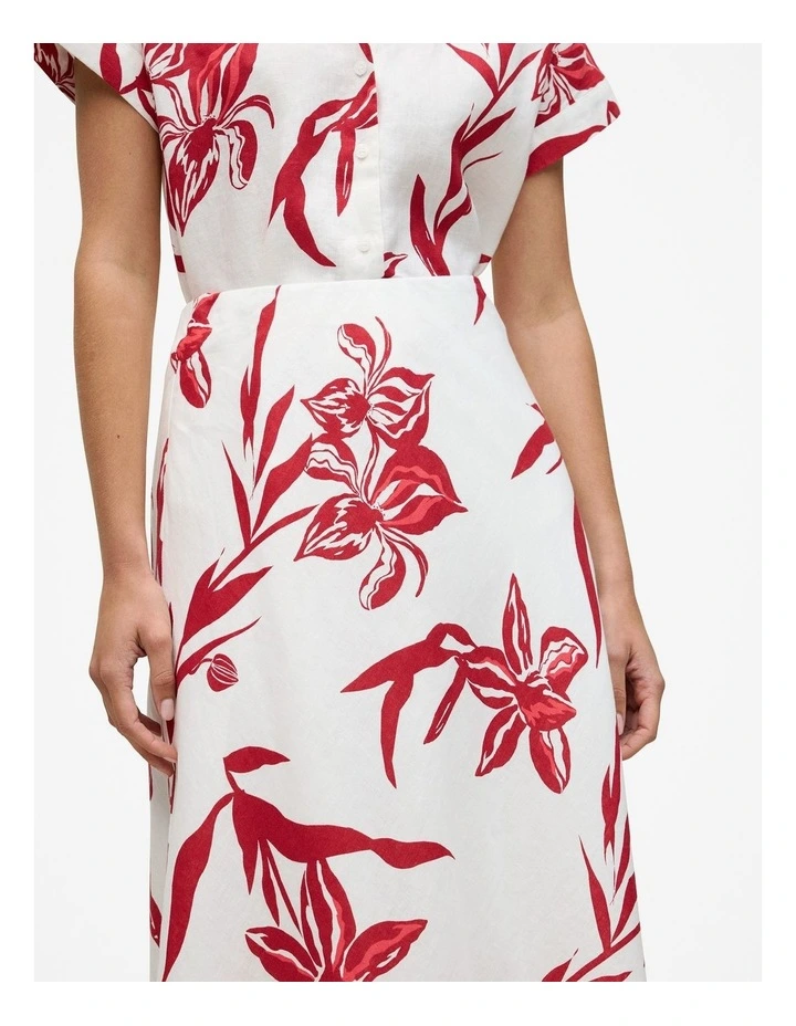 Wild Iris Linen Bias Skirt in White image 4