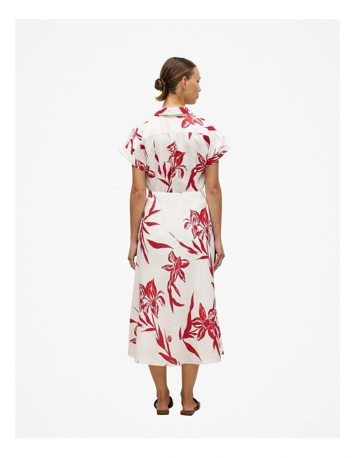 Wild Iris Linen Bias Skirt in White image 5