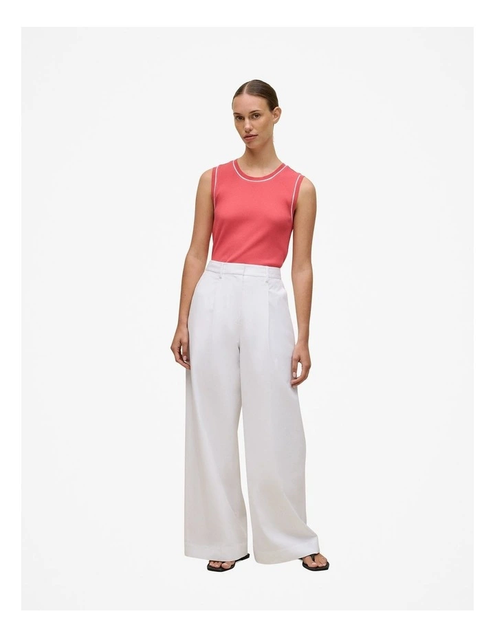 Cotton Rib Trim Detail Tank in Crimson image 2