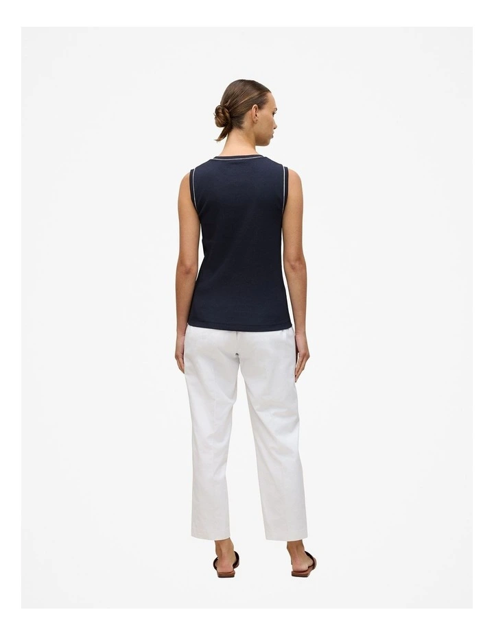 Cotton Rib Trim Detail Tank in Night Sky image 4