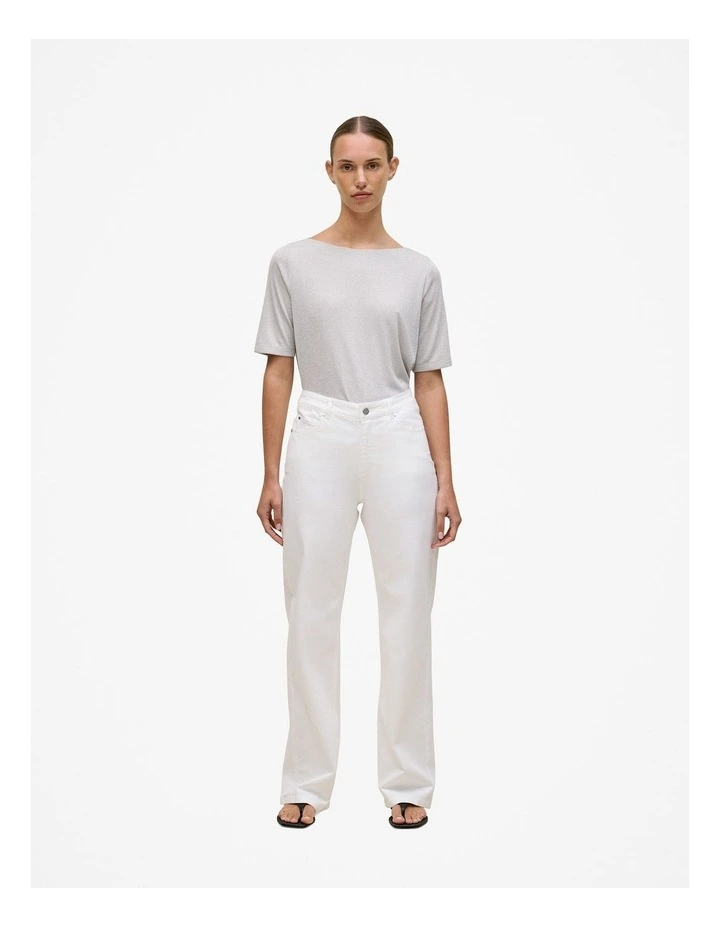 Metallic Rib T-shirt in Silver image 2