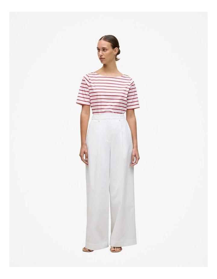 Stripe Boatneck T-shirt in Crimson image 2