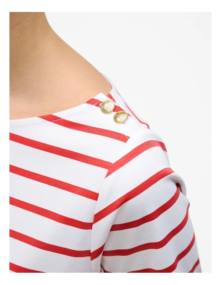 Stripe Boatneck T-shirt in Crimson image 3