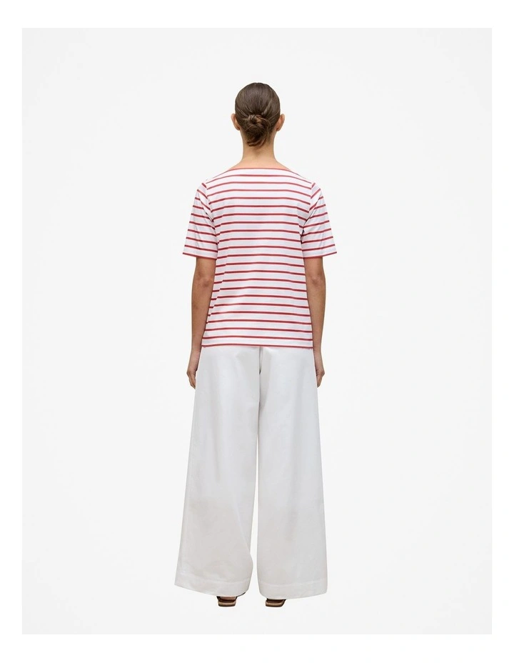 Stripe Boatneck T-shirt in Crimson image 4