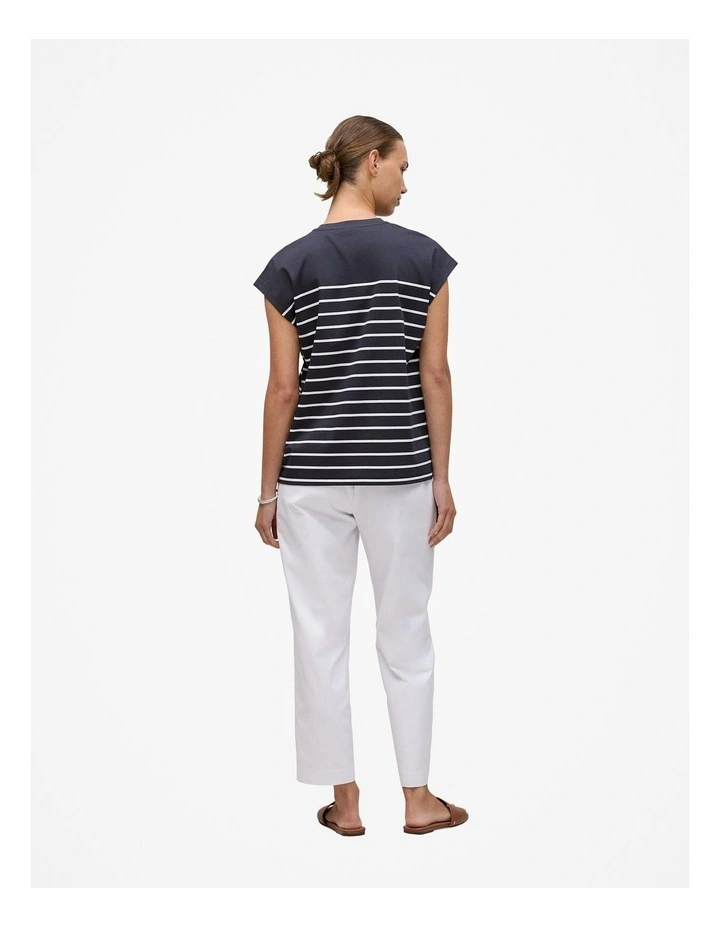 Breton Stripe Cap Sleeve T-shirt in Night Sky image 5