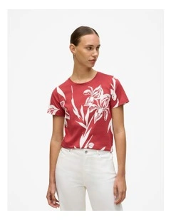 Wild Iris Crew T-shirt in Cherry Red