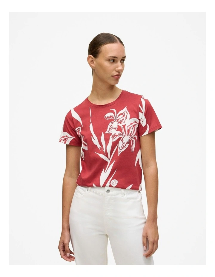 Wild Iris Crew T-shirt in Cherry Red image 1