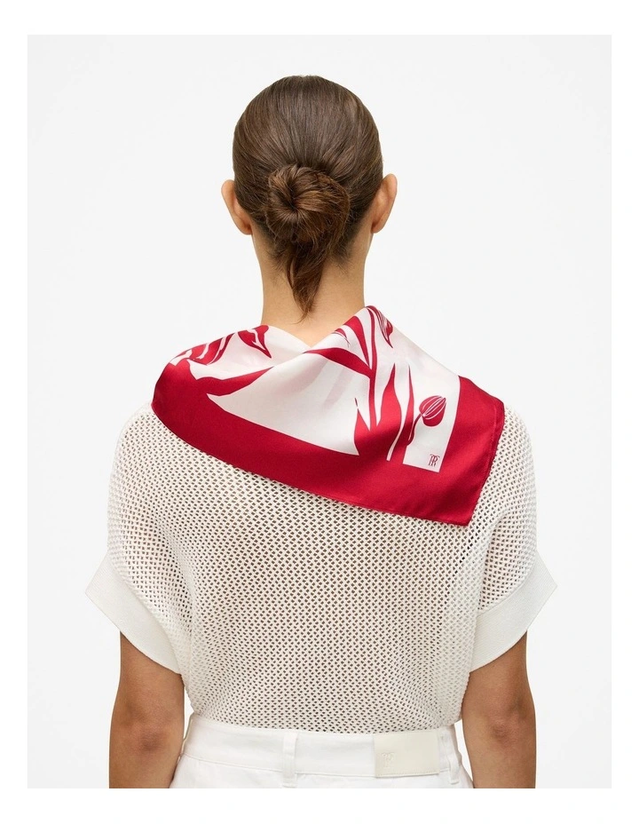 Wild Iris Silk Twill Scarf in White image 3