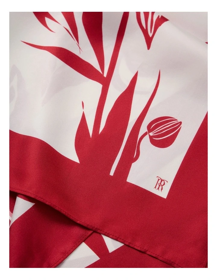 Wild Iris Silk Twill Scarf in White image 4