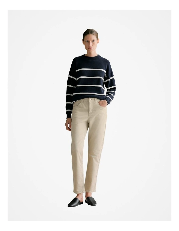 Needlecord Five Pocket Boyfriend Pant in Stone image 2