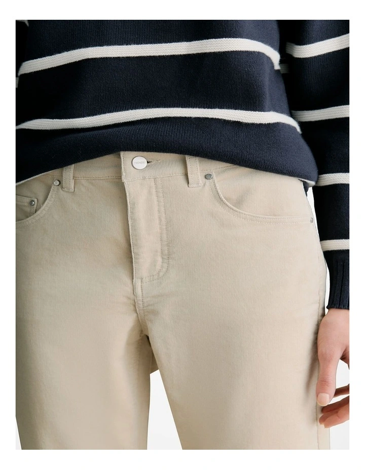 Needlecord Five Pocket Boyfriend Pant in Stone image 3