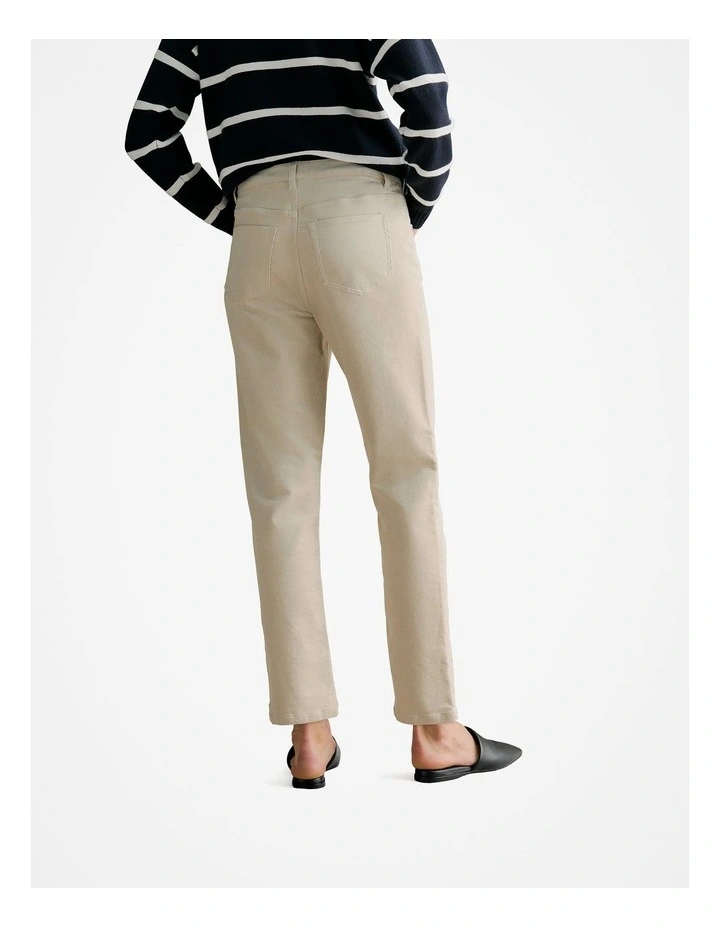Needlecord Five Pocket Boyfriend Pant in Stone image 4