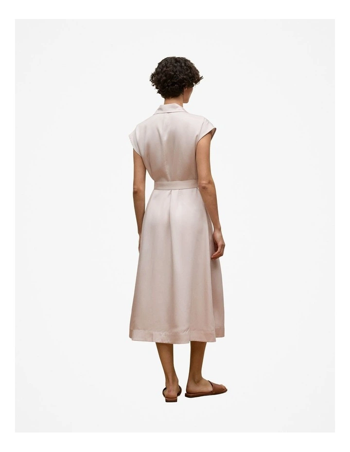 Soft Pleat Belted Dress in Stone image 5