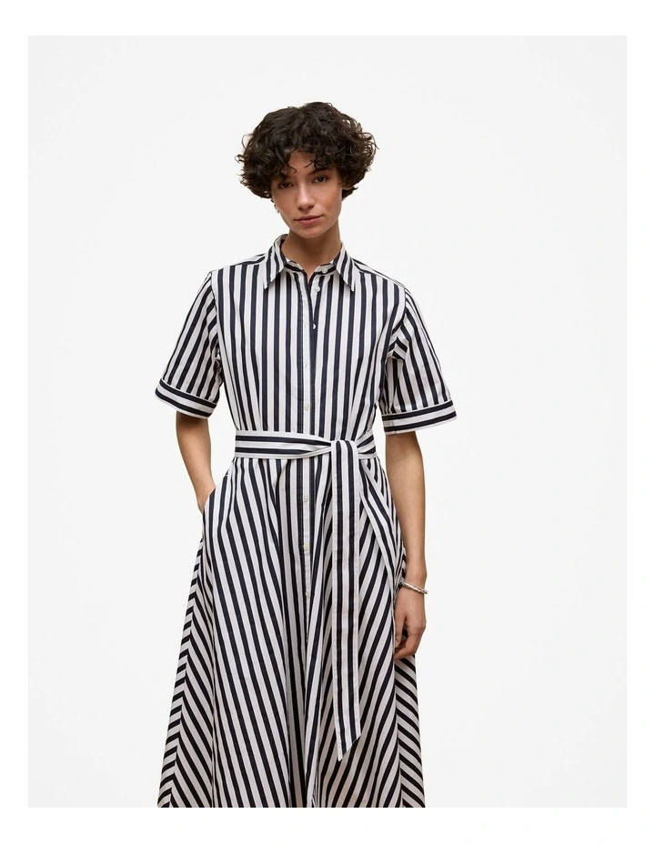 Cotton Poplin Stripe Shirt Dress in Night Sky image 2